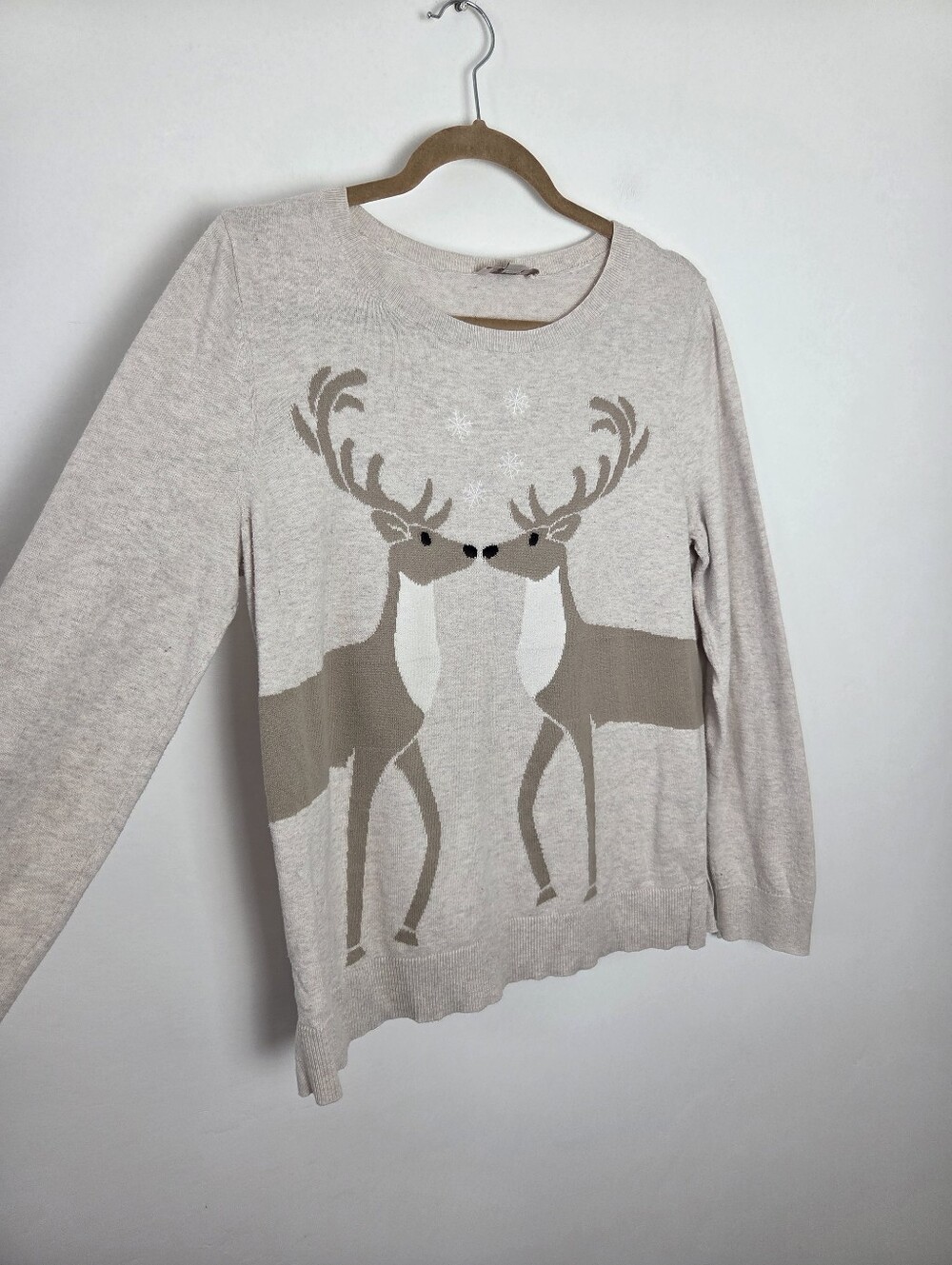 Loft Kissing Reindeer Sweater Cotton Christmas Winter Holiday Teacher Large